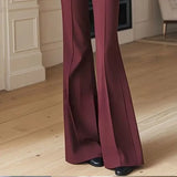Purpdrank  Ankela Red High Waist Wide Leg Pants Women's Loose Lazy Style Trousers Straight Cut Slimming Effect Autumn Fashion Long Pants