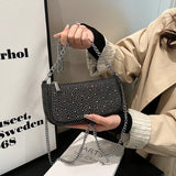 Purpdrank  Rhinestone Appliqued Chain Shoulder Crossbody Bags For Women Luxury Designer Purses And Handbags Wedding Dinner Party