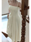 Purpdrank  Elegant Vintage Women's White Chiffon Dress with Spaghetti Straps for Women Sleeveless Casual Partyidos Fashion Robe Clothes