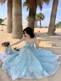 Purpdrank  Sexy V-neck Backless Strap Long Fairy Skirt Pure Desire Style U-neck Polyester Spring Summer Vacation Beach Holiday Dress