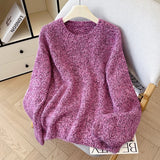 Purpdrank  High Quality Soft Round Neck Sweater Women Korean Fashion Long Sleeve Pullovers Female Fall Winter  Knitted Jumper Sweater New