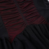 Purpdrank  Gothic Black Bow Spaghetti Strap Dress Women Fashion Ruched V Neck Sleeveless Mesh Patchwork A Line Mini Dress Clubwear