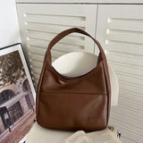Purpdrank  Fashionable Minimalist Retro Shoulder Bag  PU Leather Handbag Casual Commuting Trend Large Capacity Tote Bag