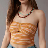 Purpdrank  Strapless Knitted Tube Crop Top Vest Women Hollow Out Sleeveless Summer Backless Tank Vintage Fashion Y2K Clothing
