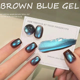 Purpdrank  1Pcs 10ML New Blue Nails Whitening Nail Art Super Flash Purple Blue Glass Bead Cat Eye Gel Nail Polish Autumn Nails