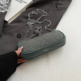 Purpdrank  Rhinestone Appliqued Chain Shoulder Crossbody Bags For Women Luxury Designer Purses And Handbags Wedding Dinner Party