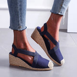 Purpdrank  Summer Women's Sandals Straw braided Wedge Heels Espadrille Sandals Big Size Female Shoes Female Gladiator Slingback Shoes