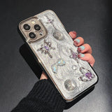 Purpdrank  Luxury Plating 3D Butterfly Star Phone Case For iPhone 12 13 14 11 15 Pro Max X XR TPU Glitter Cover For iPhone 14Pro 13 Pro Max
