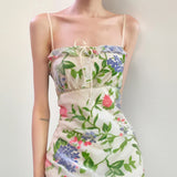 Purpdrank  Holiday Floral Camis Dress Beach Style Slim Slash Neck Sleeveless Midi Dresses For Women Summer Fashion Streetwear Ladies