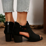 Purpdrank  Sandals Black Shoes for Women Block Heels Square Toe Big New Beige Boot Summer Chunky Girls High Velvet Fashion
