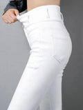 Purpdrank  Plus Size 5XL High Waist Button Skinny Jeans White Black Pencil Pants Women Large Size Denim Leggings Leggings Slim Chic New