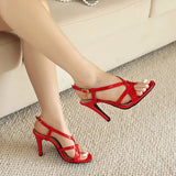 Purpdrank  Summer Sexy Ladies Sandals Open Toe Stiletto 9cm High Heel Buckle Strap Size 43 44 45 Party Women Shoes