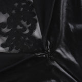 Purpdrank  Sexy Slim Lace Halter Dress See Through Patchwork Pu Leather V-Neck Sleeveless Mini Dresses For Women Summer Party Clubwear Lady