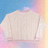 Purpdrank  Trendy Women's Clothing Knitted Cardigan Embroidery Sweater Coat Lazy Streetwear Comfortable Single Row Buttons Patchwork Tops