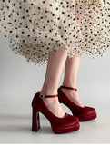 Purpdrank  Spring Thick Heel Women Mary Jane Shoes Fashion Ankle Strap Ladies Elegant Wedding Party Pumps
