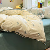 Purpdrank  Thick Pure Brushed Bed Sheets, Duvet Cover Set, Four Piece Bedding Set Bed Sheet, Fully Enclosed for Home Gift