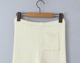 Purpdrank  New Autumn Fashion Rib Knit Wide Leg Pants for Woman Bow Lacing up Elastic Waist Straight Loose Trousers Yoga Bottom Beige Pink