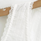 Purpdrank  Summer Plain White Spliced Lace V neck Sleeveless Tank Women Open Buttons Slim Waist Tie Bow Sashes Back Tank Top Crop Tops