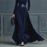 Purpdrank  Fashion Half High Collar Knitted Long Dress Autumn Casual Long Sleeve Party Dress 2025 Winter Elegant Splicing Maxi Dress