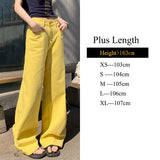 Purpdrank  Yellow Loose Straight Baggy Jeans Women Y2K Streetwear 2025 Korean Fashion Pink Casual High Waist Vintage Wide Leg Denim Pants