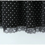 Purpdrank  Sexy Spaghetti Strap Dress for Women Summer Black Polka Dots Lace Edge A-line Slim Slip Dresses Female Bow Lace-up Beach Dress