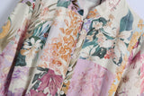 Purpdrank  Beach Wear High Waist Loose Vestidos Boho Floral Print Summer Dress for Women Vintage O-neck Long Sleeve Dresses
