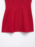 Purpdrank  European style new women's clothing pleated decoration V-neck sleeveless loose short skirt waist balloon mini dress