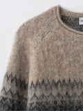 Purpdrank  European style new women's fashionable and versatile round neck long-sleeved jacquard knit sweater.