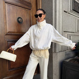 Purpdrank  Versatile Hooded Zipper Short Jacket Women's Solid High Neck Long Sleeve Detachable Thin Coat 2025 Autumn Lady Casual Outerwears