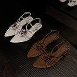 Purpdrank   New Fashion Cow Leather Concise Summer Shoes Stiletto Heels Slingback Dating Casual Elegant Party Modern Women Sandals