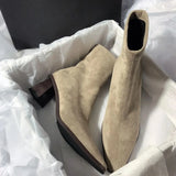 Purpdrank  Women's Short High Heel Boots Autumn Winter New Style Versatile Sharp Pointed Toe Sock Boots Thick Heel Elastic Slim Boots