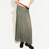 Purpdrank  Vintage Sheer Lace Maternity Skirts for Women Low Elastic Waist Loose Fit Long Skirt Casual Pregnancy Skirts Fashion Streetwear