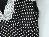 Purpdrank  Women Black White Dot Print Spliced Lace V neck Short Sleeve Dress Retro French Style Mini Dresses Summer Robe Femme Vestidos