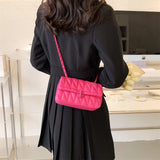 Purpdrank  Embroidery Thread Chain Crossbody Bags For Women 2023 Latest Luxury Designer Handbag PU Leather Street Shoulder Bag Bolsos