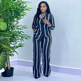 Purpdrank  Spring Summer New Striped Print Long Pant Set Casual Sexy Party 2 Two Pieces Outfits Ladies Tracksuits