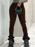 Purpdrank  Europe Autumn and Winter Stretch Waist Micro Side Pocket Tight Pants