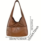 Purpdrank  Fashionable Minimalist Retro Shoulder Bag  PU Leather Handbag Casual Commuting Trend Large Capacity Tote Bag