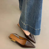 Purpdrank  Summer Pointed Toe Women Sandals Fashion Singbacks Mules Shoes Ladies Elegant Low Heel Stripper Party Sandalias