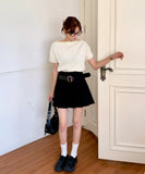 Purpdrank  Summer Vintage Women's Pleated Skirts with Belted 2025 New Solid High Waist Casual Loose A-line Sexy Mini Skirts Female