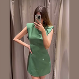 Purpdrank  Spring New Women's Fashion and Elegance Slim Fit Versatile Round Neck Sleeveless Dress