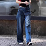 Purpdrank  High Waist Wide Leg Straight Cut Denim Jeans Women's Early Autumn New Style American Retro Loose Fit Slimming Pants