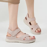 Purpdrank  European And American Sports Casual Sandals New Velcro Hollow Thick-Soled Women's Sandals Lightweight Comfortable And Simple