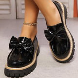 Purpdrank  Korean Pu Bowknot Loafers Shoes for Women Spring Autumn Solid Plus Size Women's Loafers Casual Round Toe Shoes Female