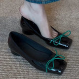Purpdrank  Patent Leather Fashion Mary Jane Shoes Women Pumps Shallow Women Shoes Bow Low Heel Elegant High Heels Female Zapatos De Mujer