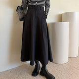 Purpdrank  2025 New Vintage Women's Straight Skirts Pockets Spring Summer High Waist Solid Loose Button A-line Skirts for Women