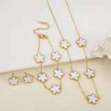 Stainless s Flower 4 Pieces/Set Bracelet Pendant Necklace Earrings Women's Fashion Luxury Five-Leaf Flower Fashion Trend Jewelry