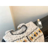 Purpdrank  Sweater Women's Autumn Winter Knitted Cardigan Embroidered Top Lazy Soft Sticky Coat Grey Sweaters Outerwear Jumpers Short Top