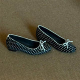 Purpdrank  Brand Design Black Dots Slip On Loafers Shoes Women Elegant White Horsehair Inner Med Heels Comfy Walk Daily Office Lady Pumps