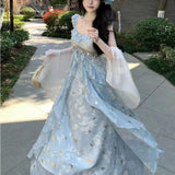 Purpdrank  French Vintage Elegant Women Dresses Y2k Butterfly Sequin Fairy Long Dress Fashion Female Korea Style Chic Outfits Summer New