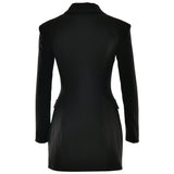 Purpdrank  Chic Long Sleeves Lapel Sexy Mini Dress Single-breasted Women Solid High Waist Slim Office Lady Blazer Dress Vestidos De Mujer